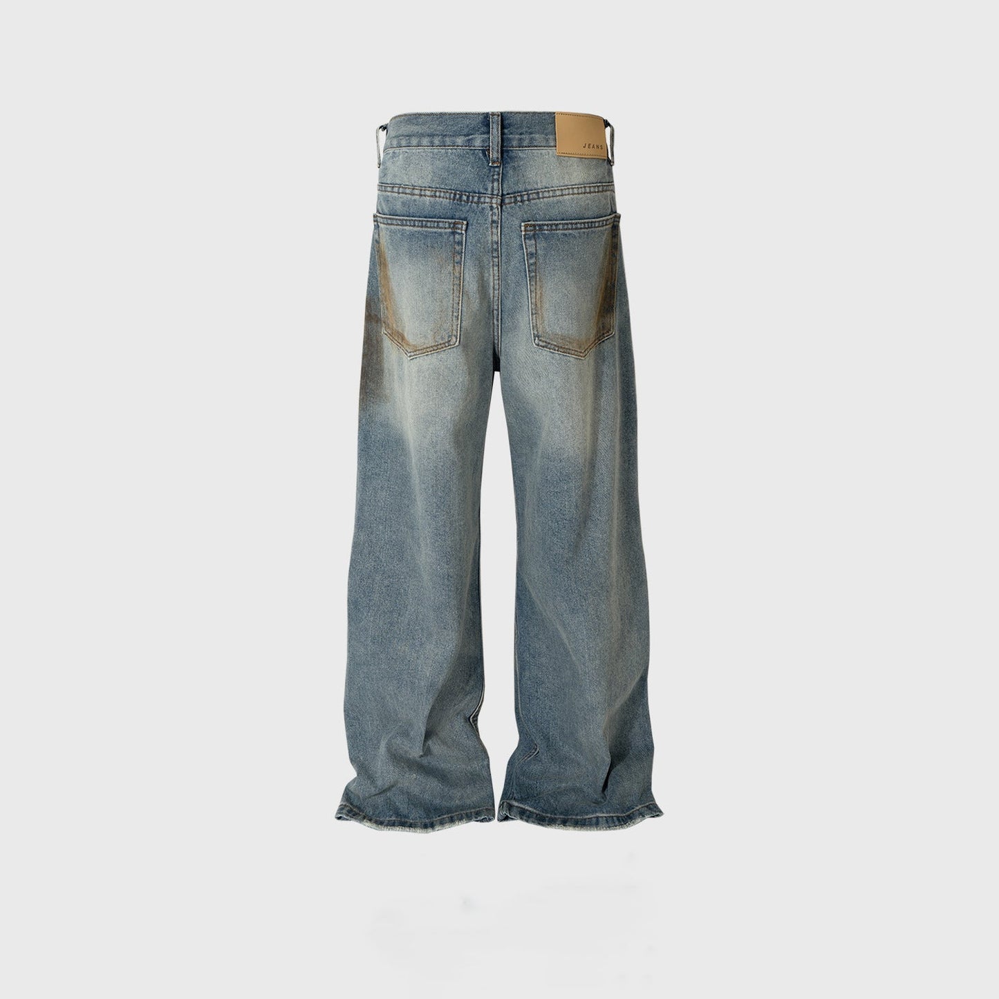 MIJKO Mens Vintage Pants Ripped Straight Old Jeans
