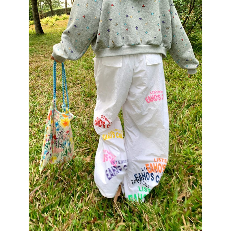 Women casual pant letter graffiti summer