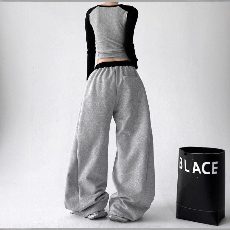 Women casual pants women autumn sports sweatpants loose double waist