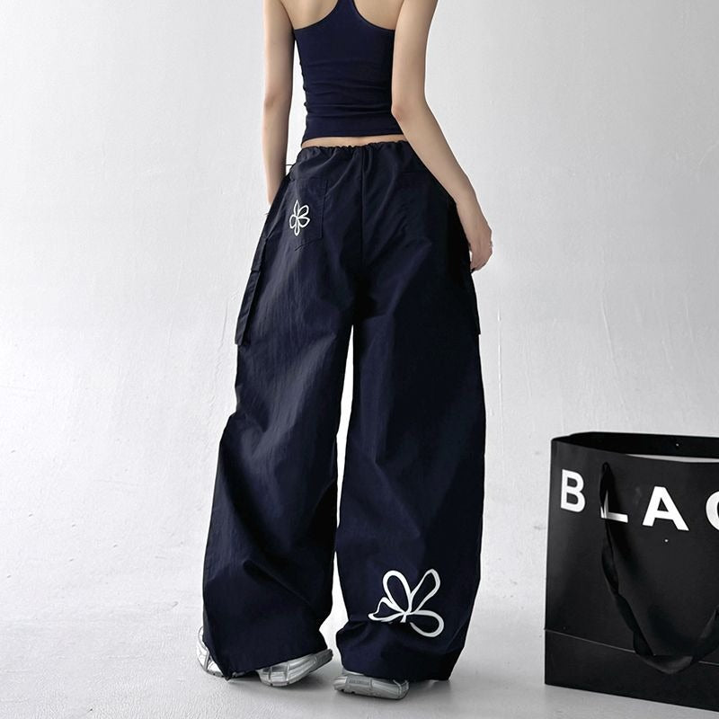 Women casual pants tooling wide leg pants summer high waist trousers