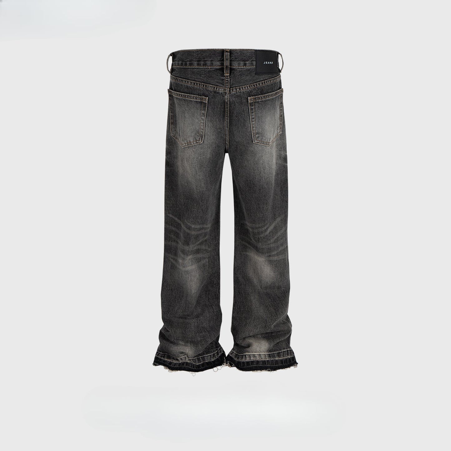 MIJKO Mens Vintage Pants MIJKO textured trousers polished white whiskers stitched jeans