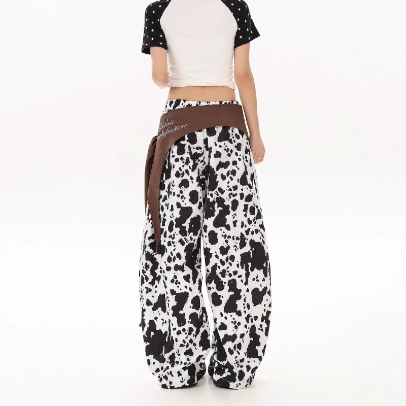 Women casual pants cow printingloose