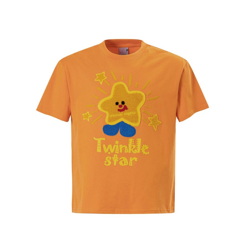 Men's t shirts t american street summer street trendy fun towel embroider design men's classy fitted short sleeve t-shirt
