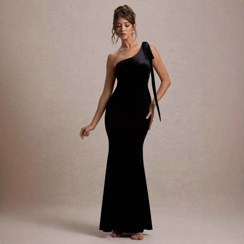 Women's dress - cross-border spring/summer export - solid color casual sexy one-shoulder comfortable slim-fit sleeveless bodycon dress