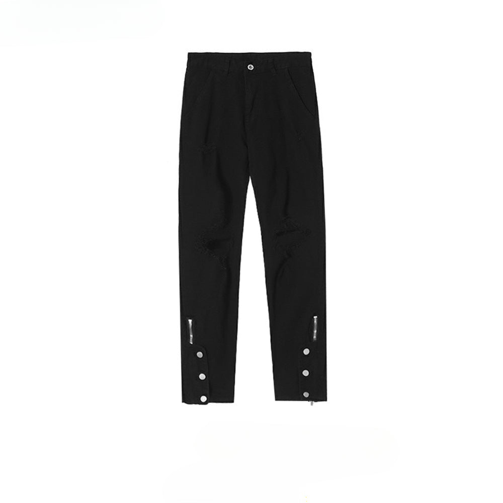 MIJKO Men's Vintage Pants MIJKO Straight-leg Pants Men's and Women's Washed Trendy Slim-Fit Jeans