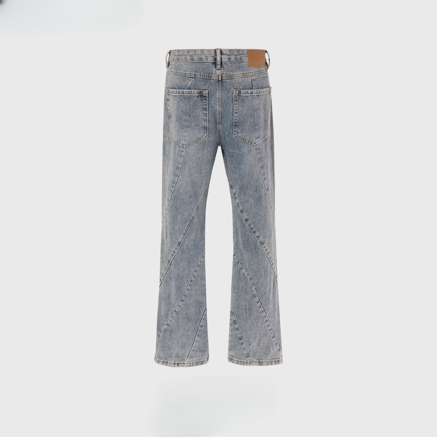 MIJKO Men Vintage Pants MIJKO washed old trousers spliced micro-pull jeans