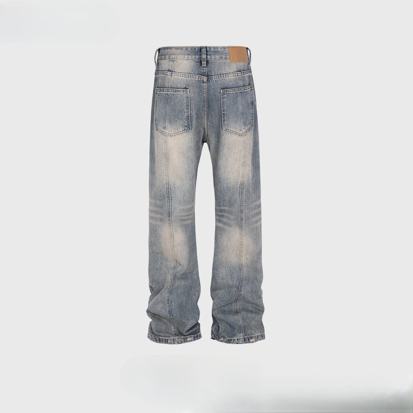 MIJKO Men Vintage Pants MIJKO Splicing Men's and Women's Ripped Wash Water Straight Jeans