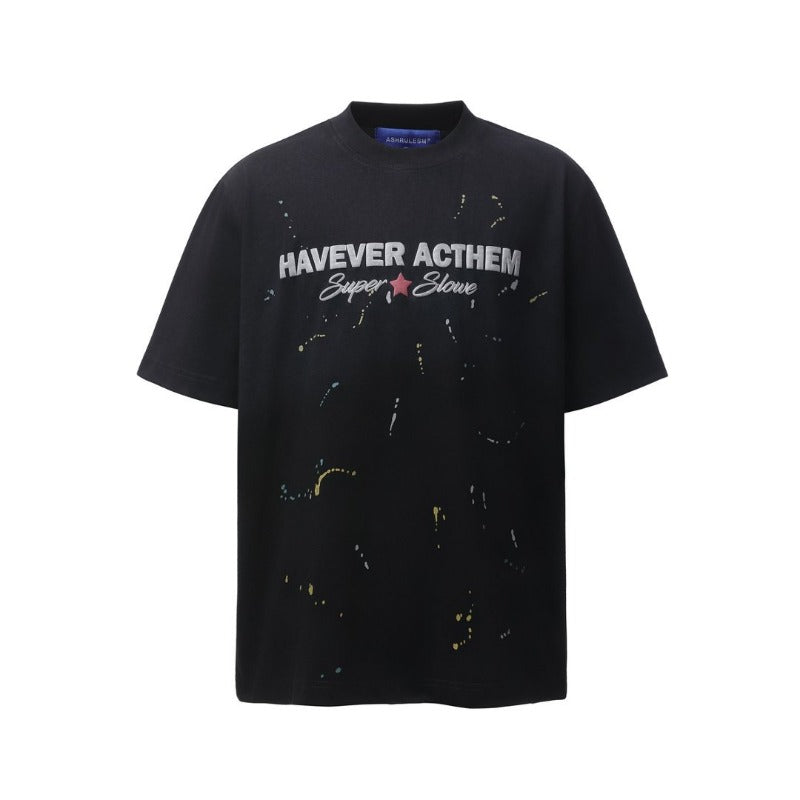 Men's t-shirts: american retro heavyweight double yarn high-quality high-street graphic print men's loose fit crew neck short sleeve t-shirt