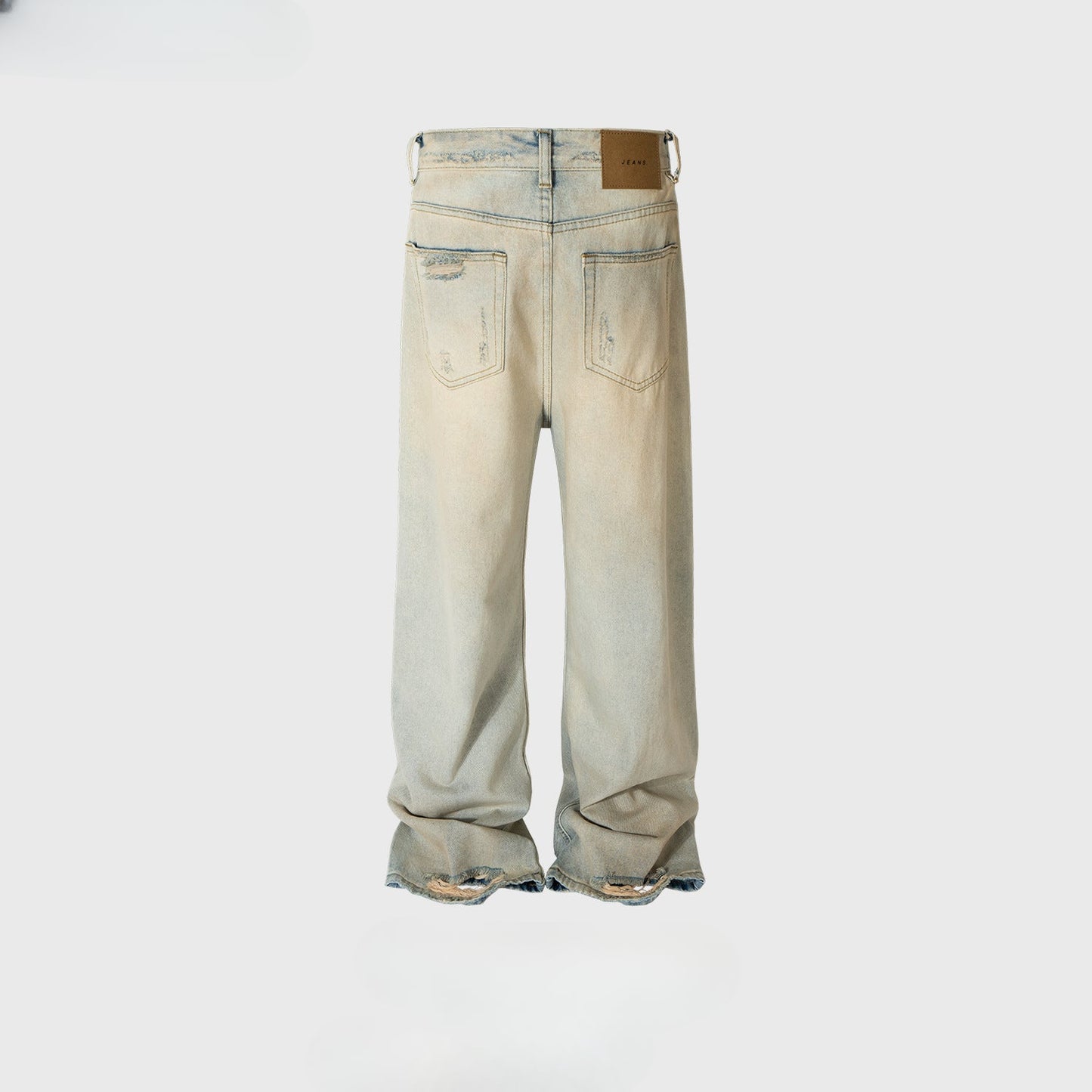 MIJKO Men's Vintage Pants MIJKO Straight Pants Men's and Women's Ripped Jeans
