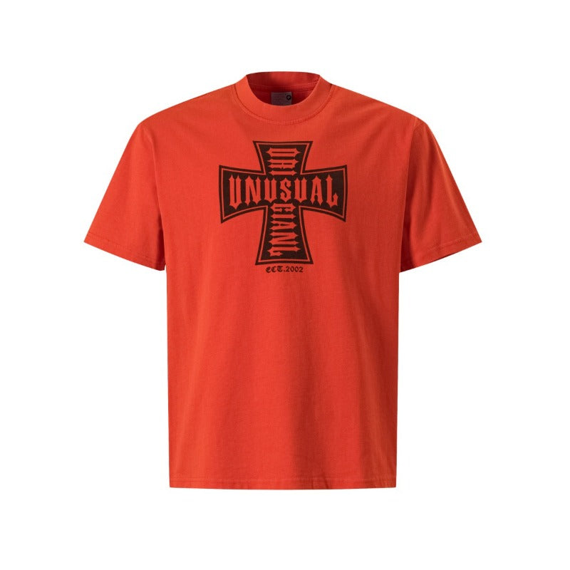 Men's t-shirts: american streetwear summer trendy retro cross design premium slim-fit short sleeve tee