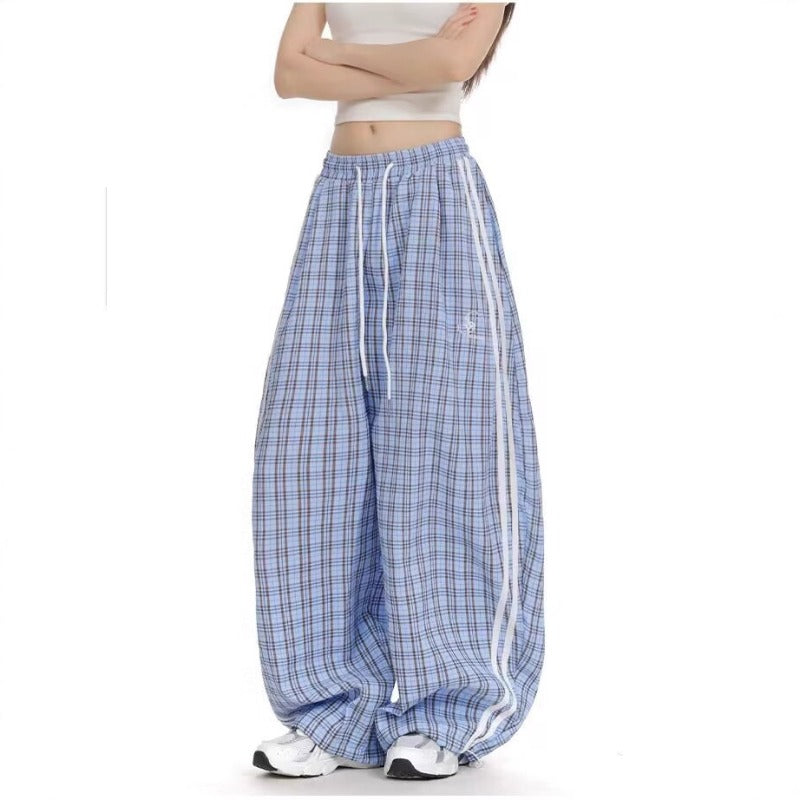 Women casual pants retro plaid pants women