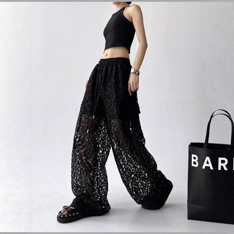 Women casual pants summercut outlace design