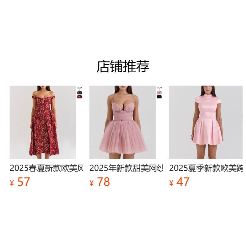Women's summer dress - european & american style, sexy spaghetti strap, elegant print, high-waisted, flowy maxi dress for women (suitable for cross-border e-commerce independent stores)