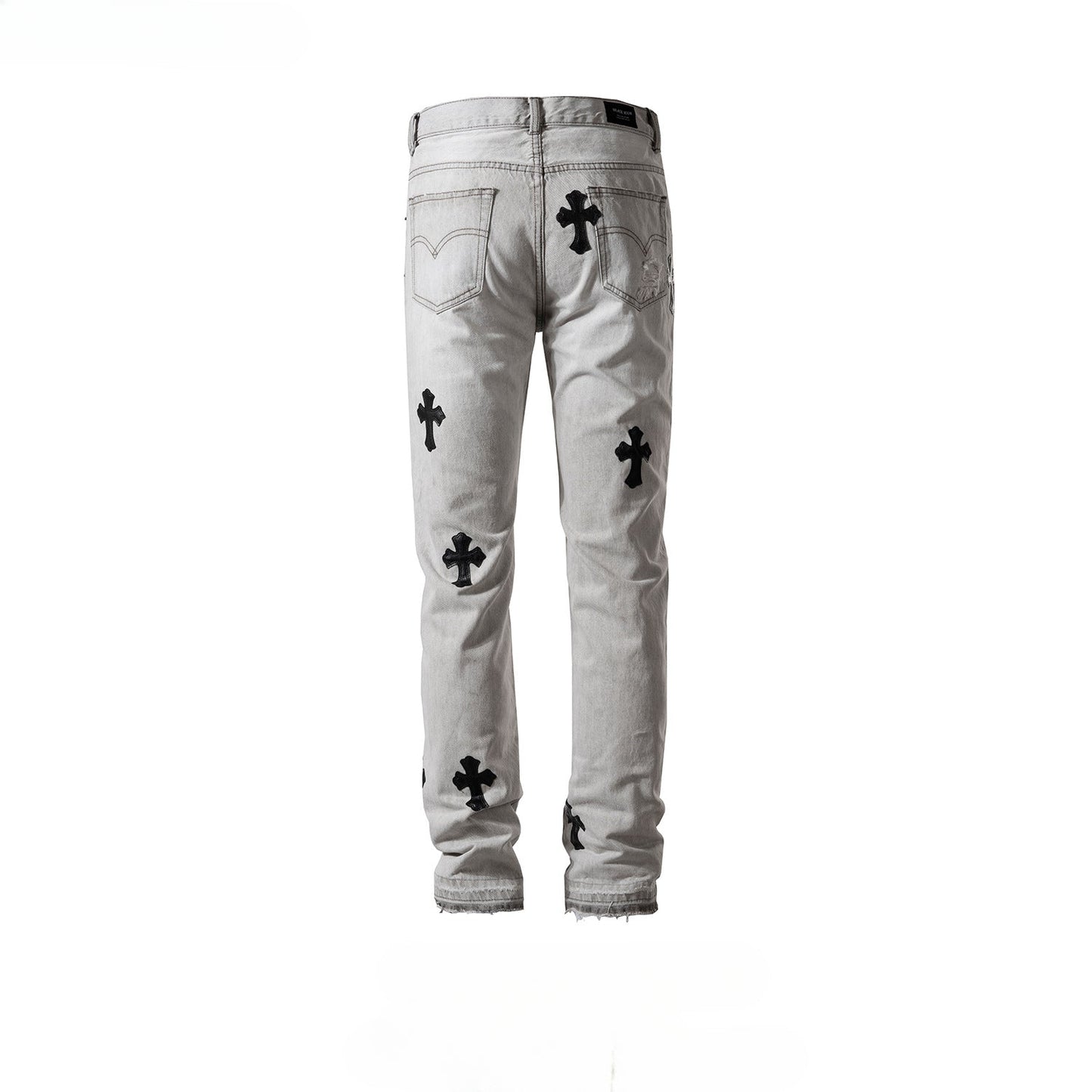 MIJKO Men's Vintage Pants MIJKO ripped trousers men's and women's washed water old jeans
