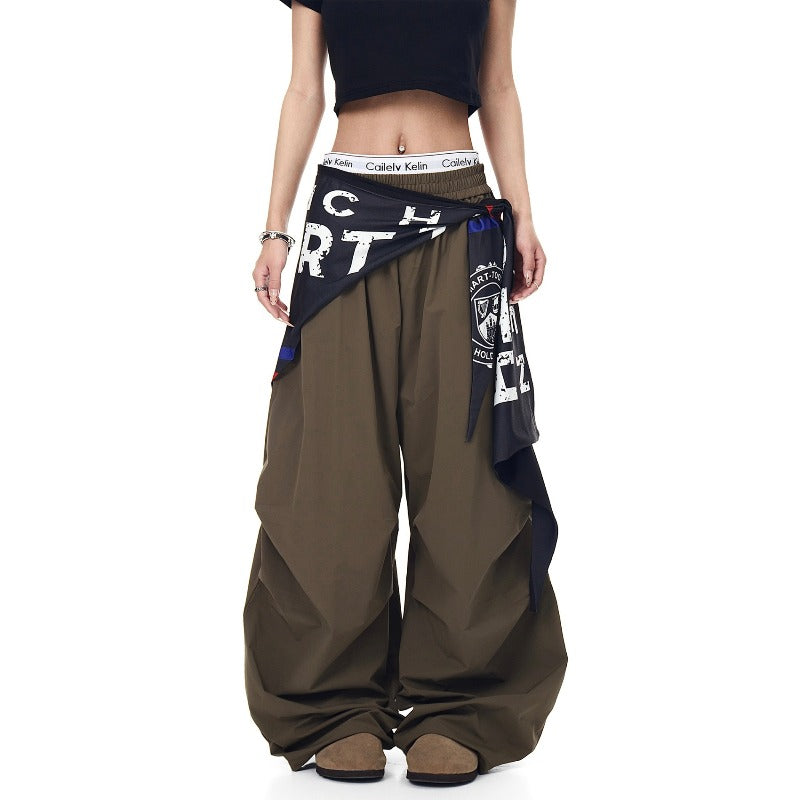 Women casual pants quick-drying retro detachable fart curtain