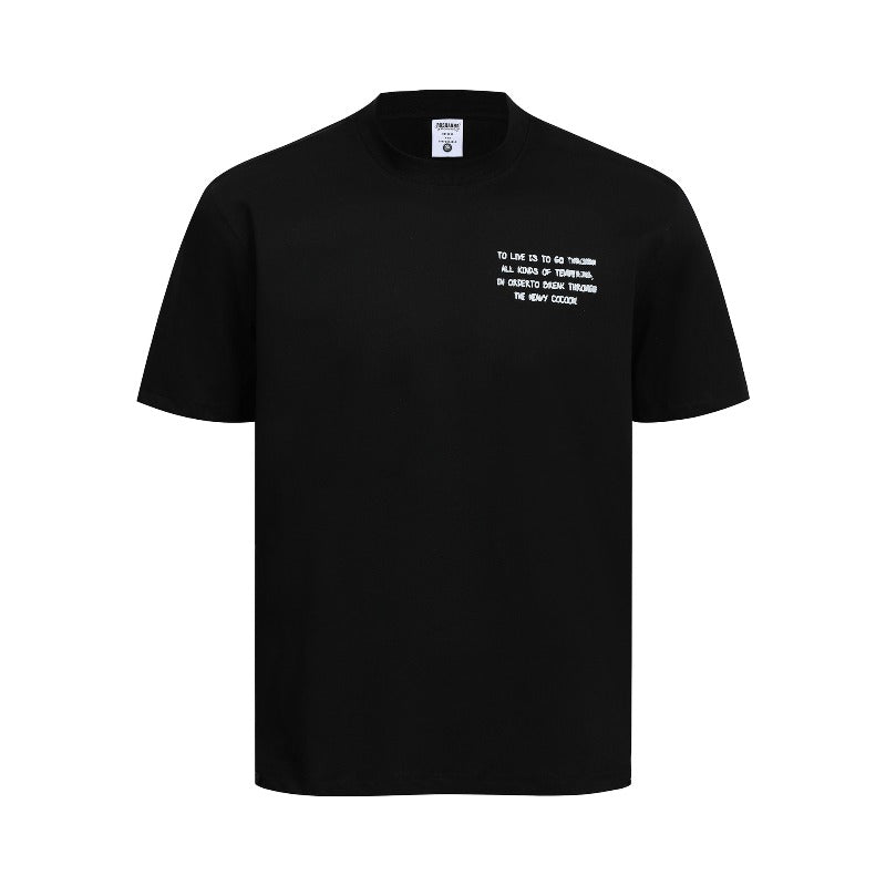 W american high street retrocouple style street trendy character pattern design men's round neck fitted short-sleeved t-shirt