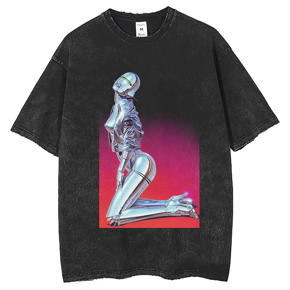 Mens T Shirts Printed T-Shirts Washed Old Retro