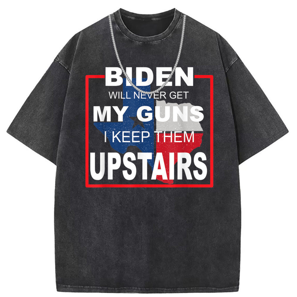 Men T Shirts Washed and old printed short-sleeved T-shirt loose and casual