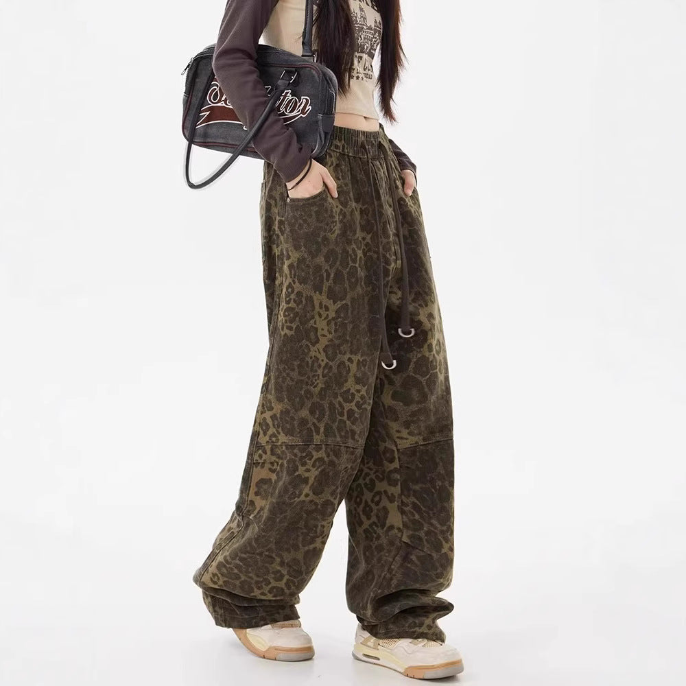 Women casual pants leopard print spring autum