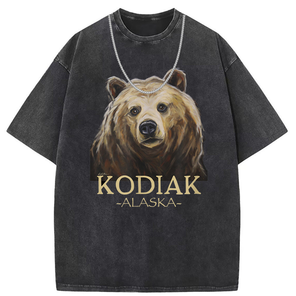 Men T Shirts Washed Old Printed Short Sleeve T-Shirts Loose Casual