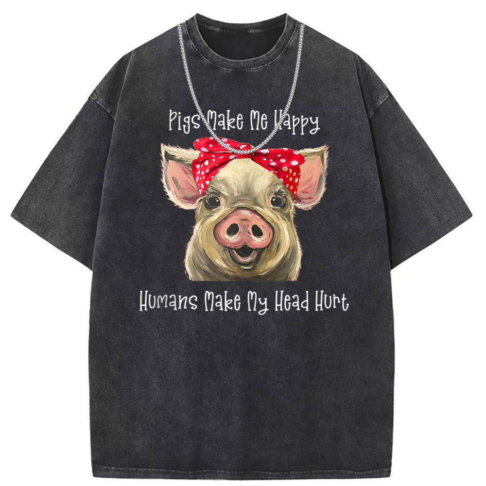 Men T Shirts Short Sleeve T-Shirt Washed Old Punk Loose