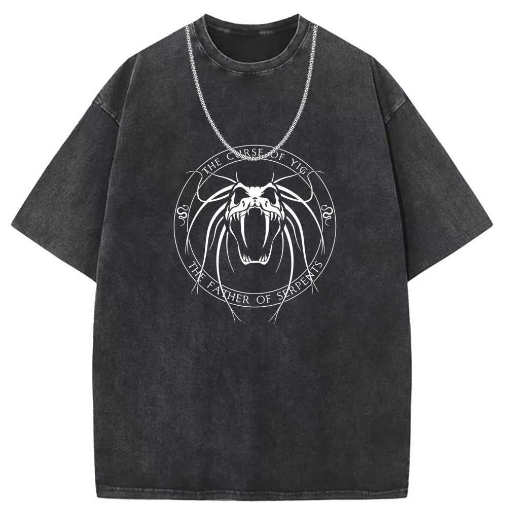 Men T Shirts Short Sleeve T-Shirt Washed Old Punk Loose