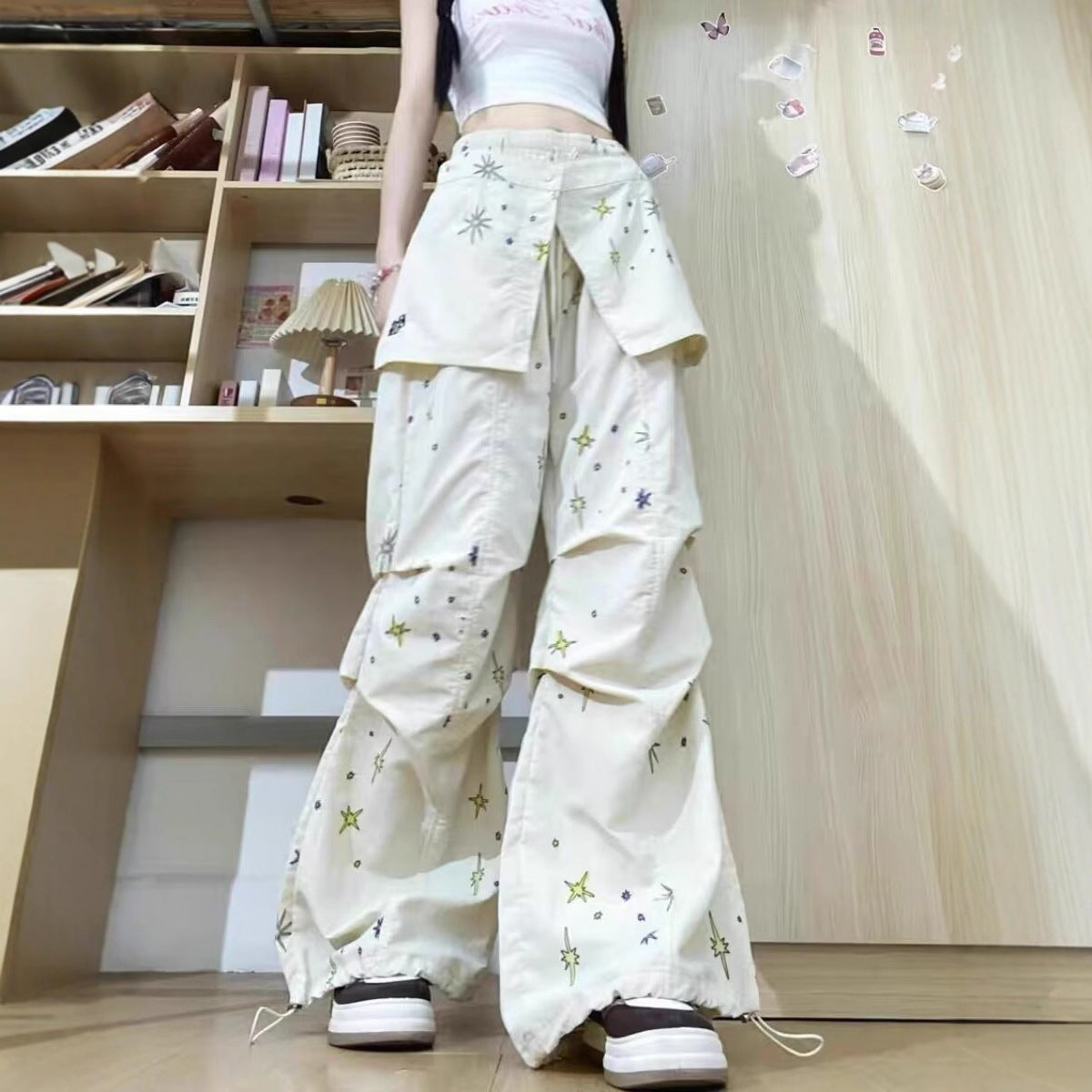 Women casual pant detachable fart curtain summer