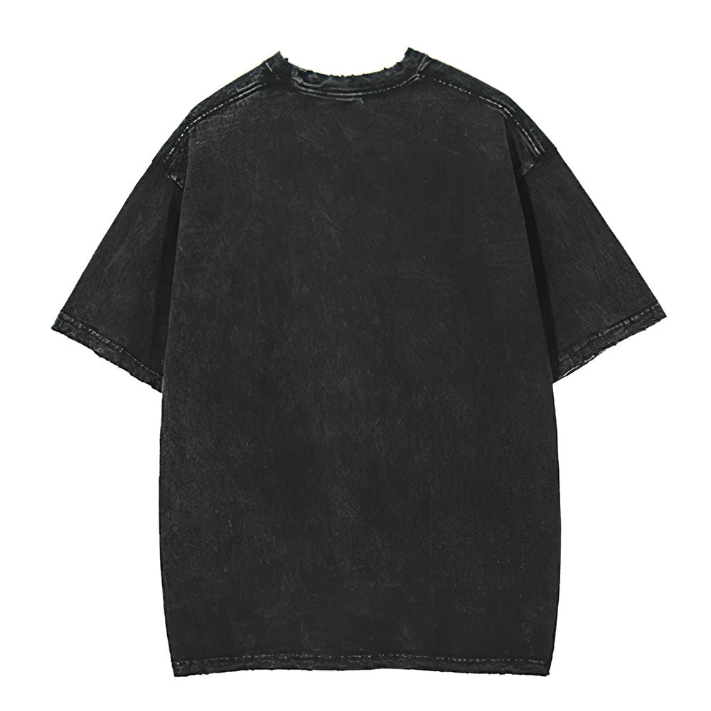 Mens T Shirts Washing Water Old Edging Short Sleeve T-Shirt Oversize