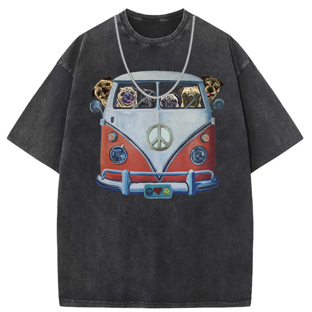 Men T Shirts Washed old printed short sleeves loose