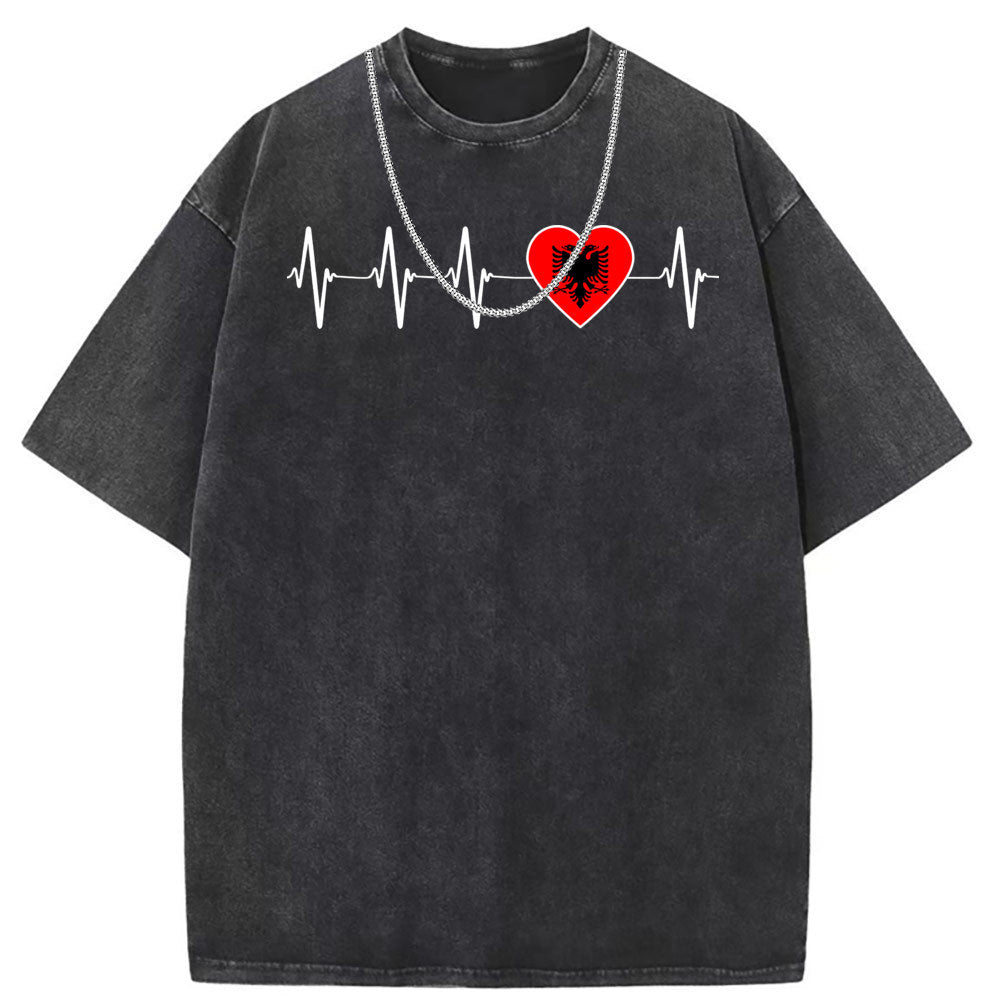 Men T Shirts Washed old punk cotton printed short-sleeved T-shirt