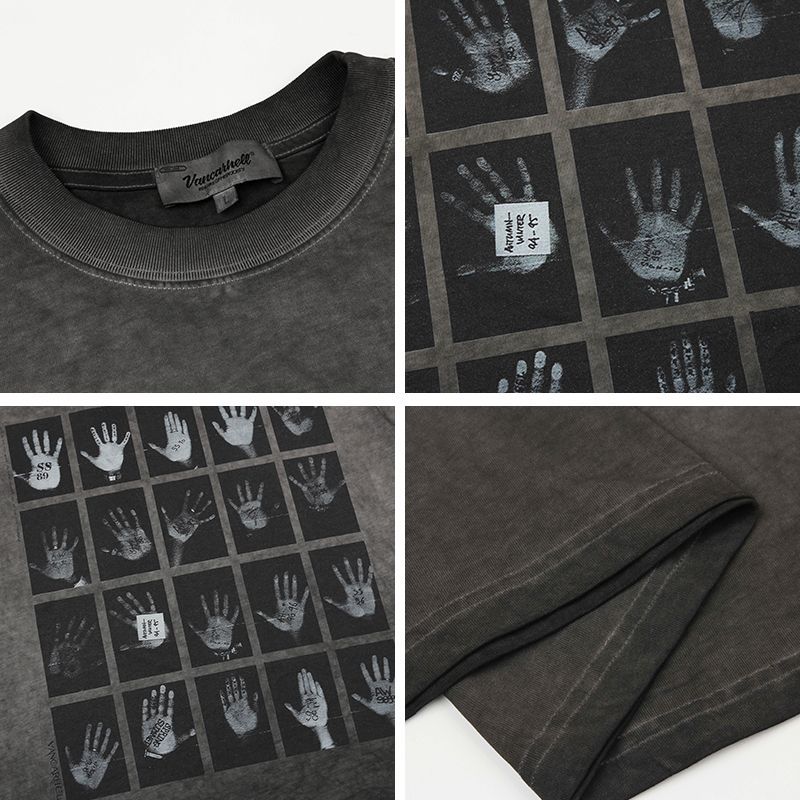 Mens T Shirts Palm Print Old Short Sleeves