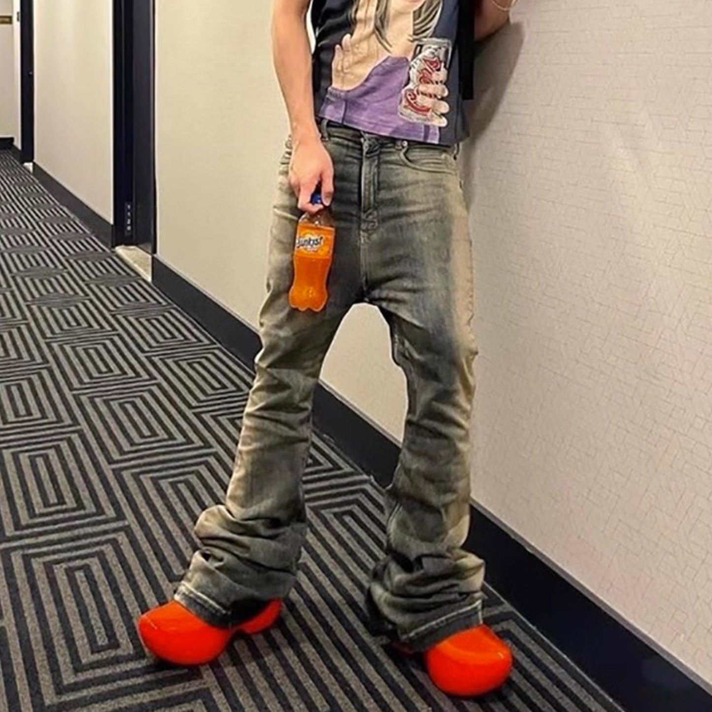 MIJKO Mens Vintage Pants MIJKO Wide-Foot Trousers RICK Flared Jeans