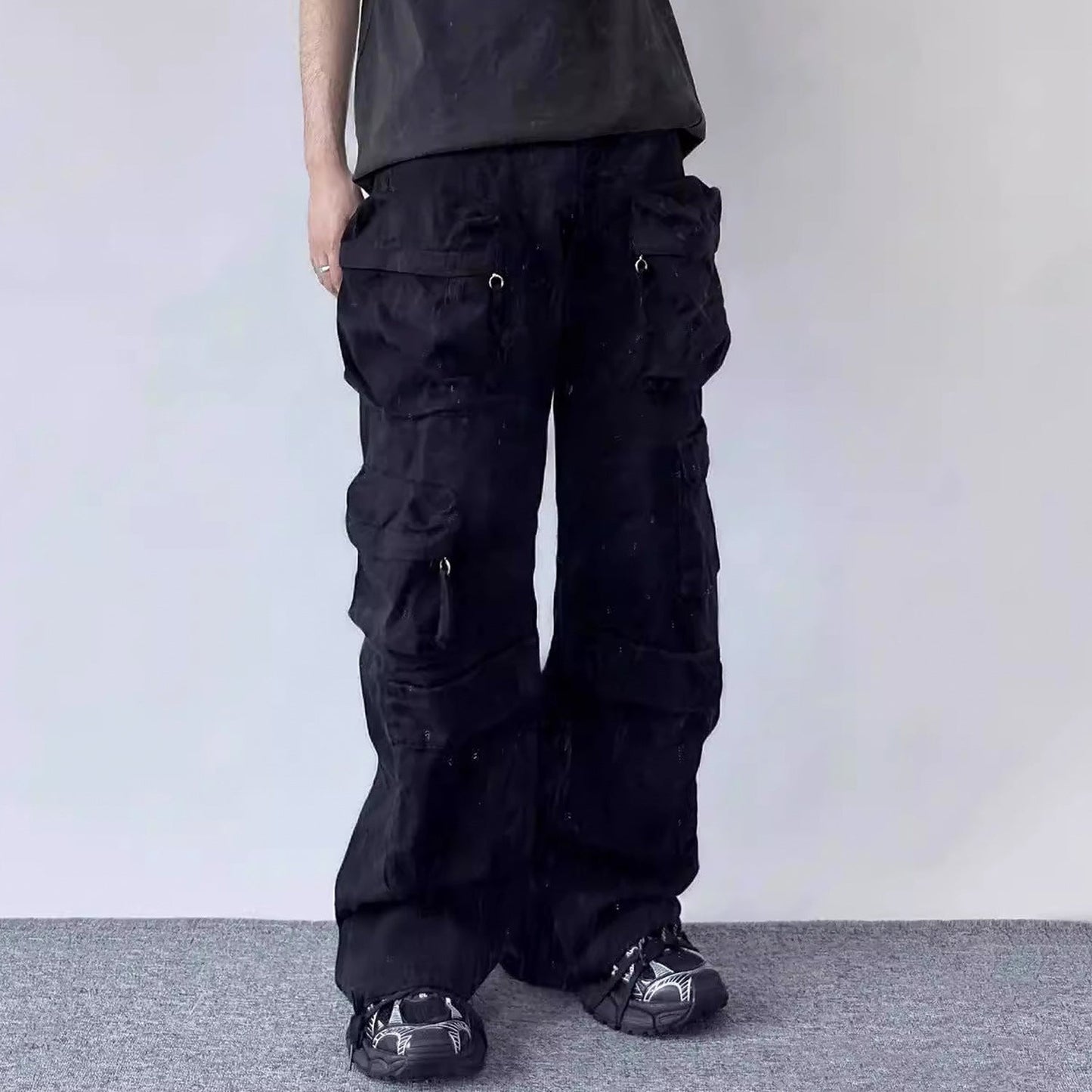 MIJKO Men Vintage Pants MIJKO Wide Leg Washed Overalls Trousers Casual Pants