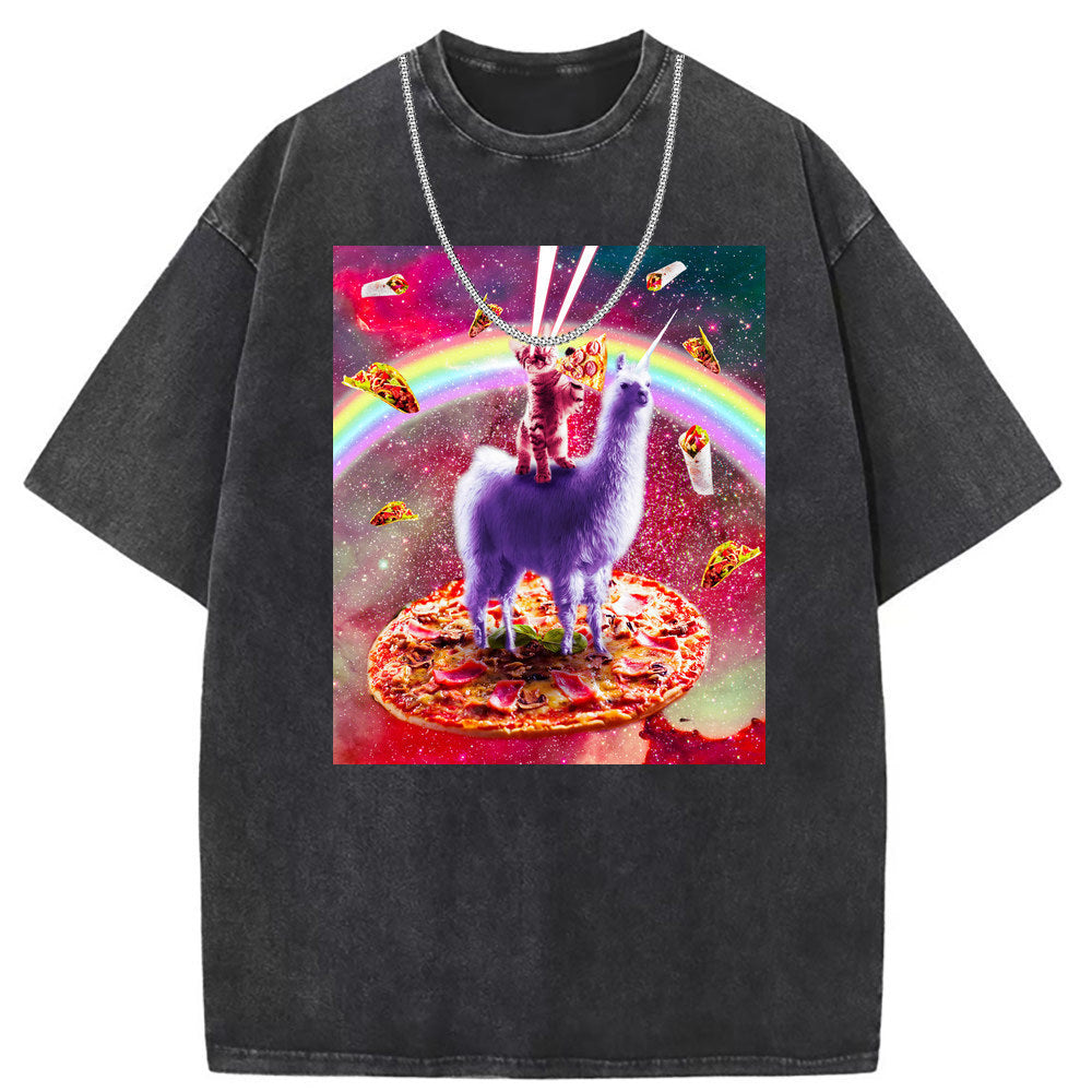 Men T Shirts Short Sleeve T-Shirt Washed Old Punk Loose