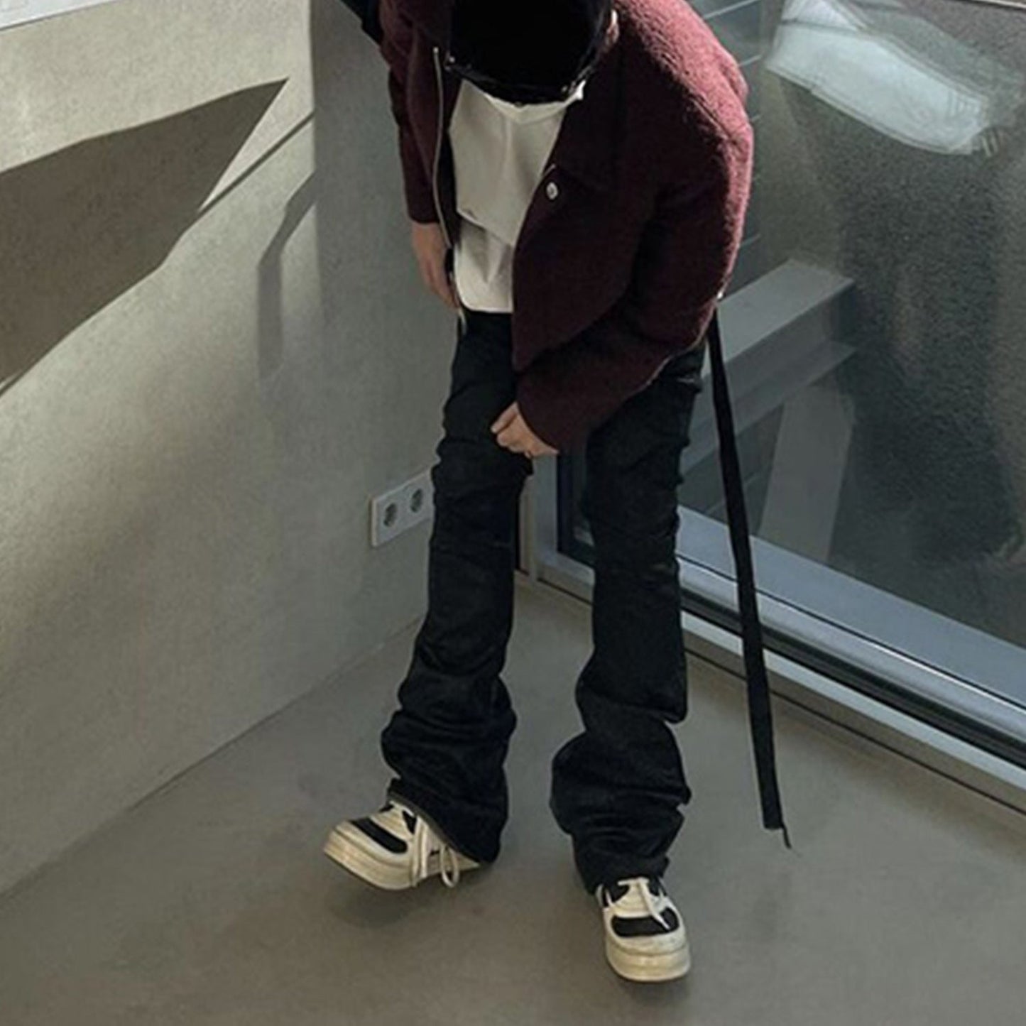 MIJKO Mens Vintage Pants MIJKO men's women's autumn and winter RICK micro-pull trousers jeans