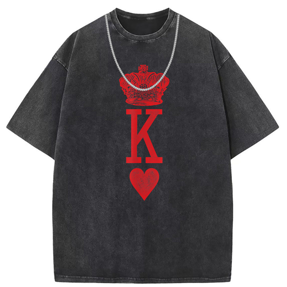 Men T Shirts Washed Old Printed Short Sleeve T-Shirts Loose Casual