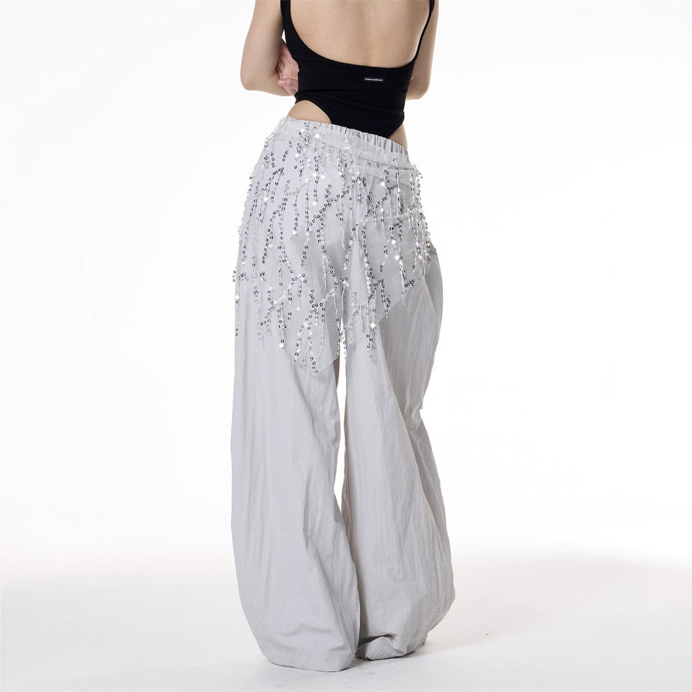 Women casual pants retrosummersequin fart curtain for women