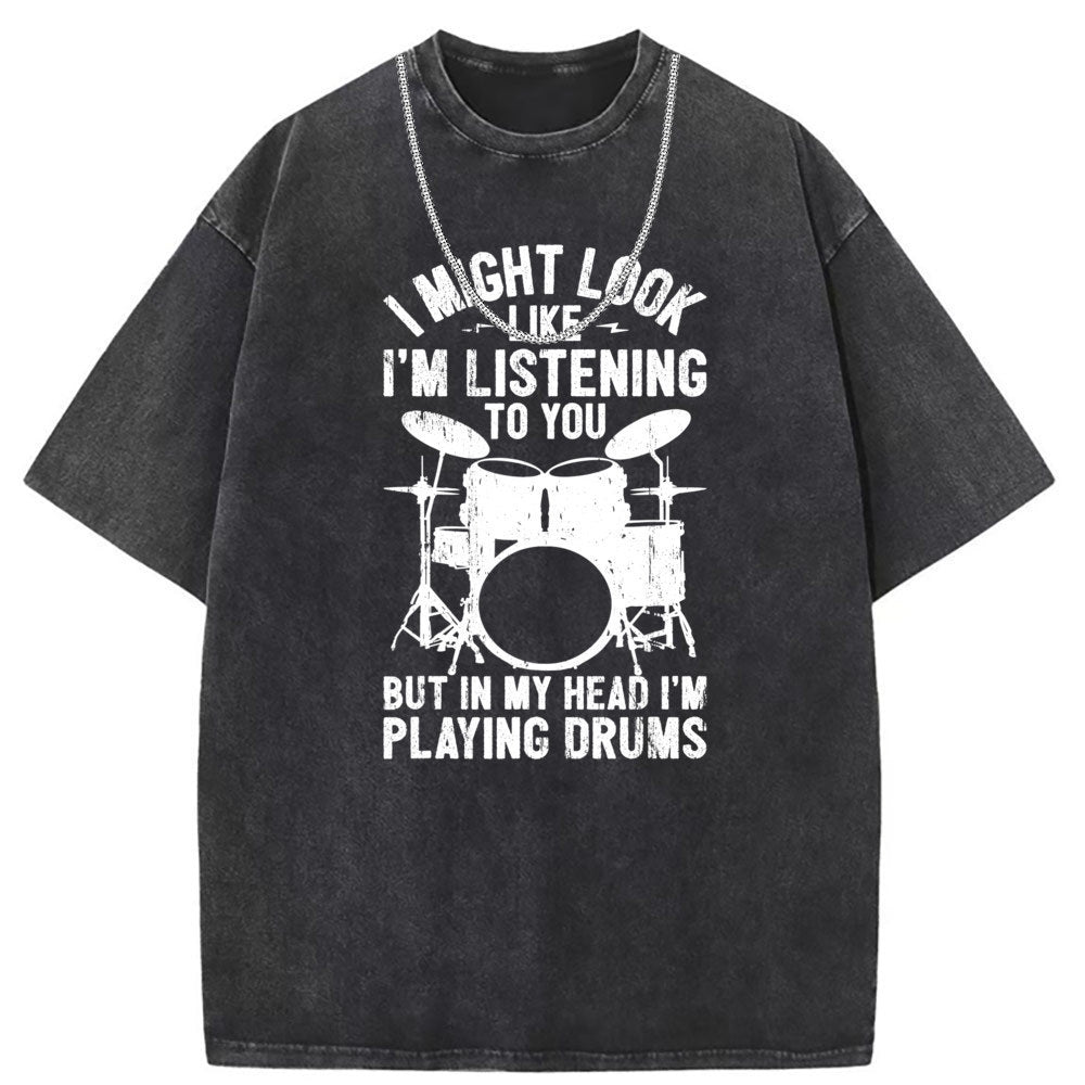 Men T Shirts Short Sleeve T-Shirt Washed Old Punk