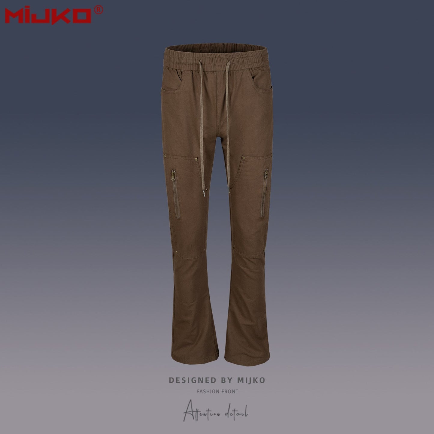 MIJKO Mens Vintage Pants MIJKO Splicing Flared Trousers Casual Pants