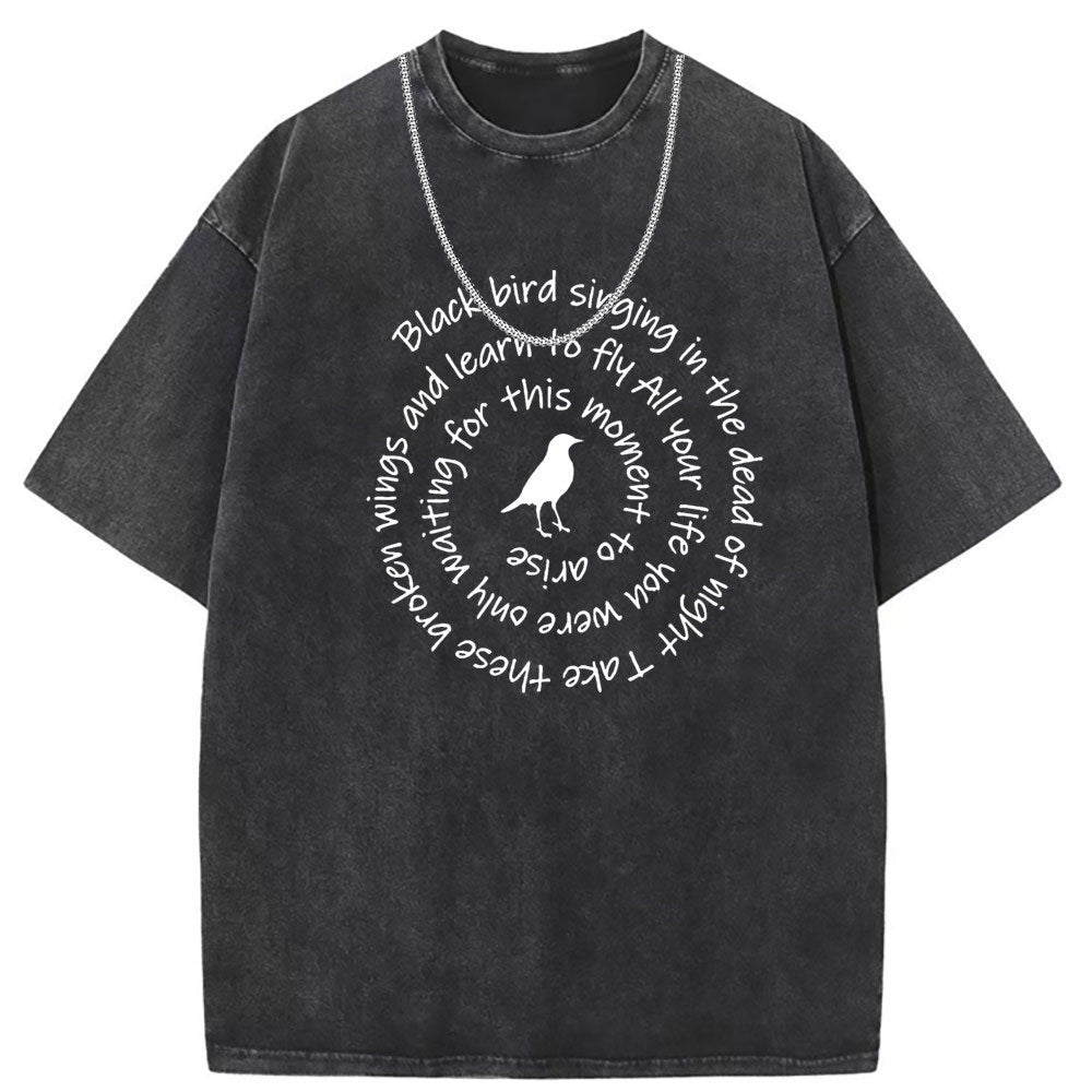 Men T Shirts Washed and old printed short-sleeved T-shirt