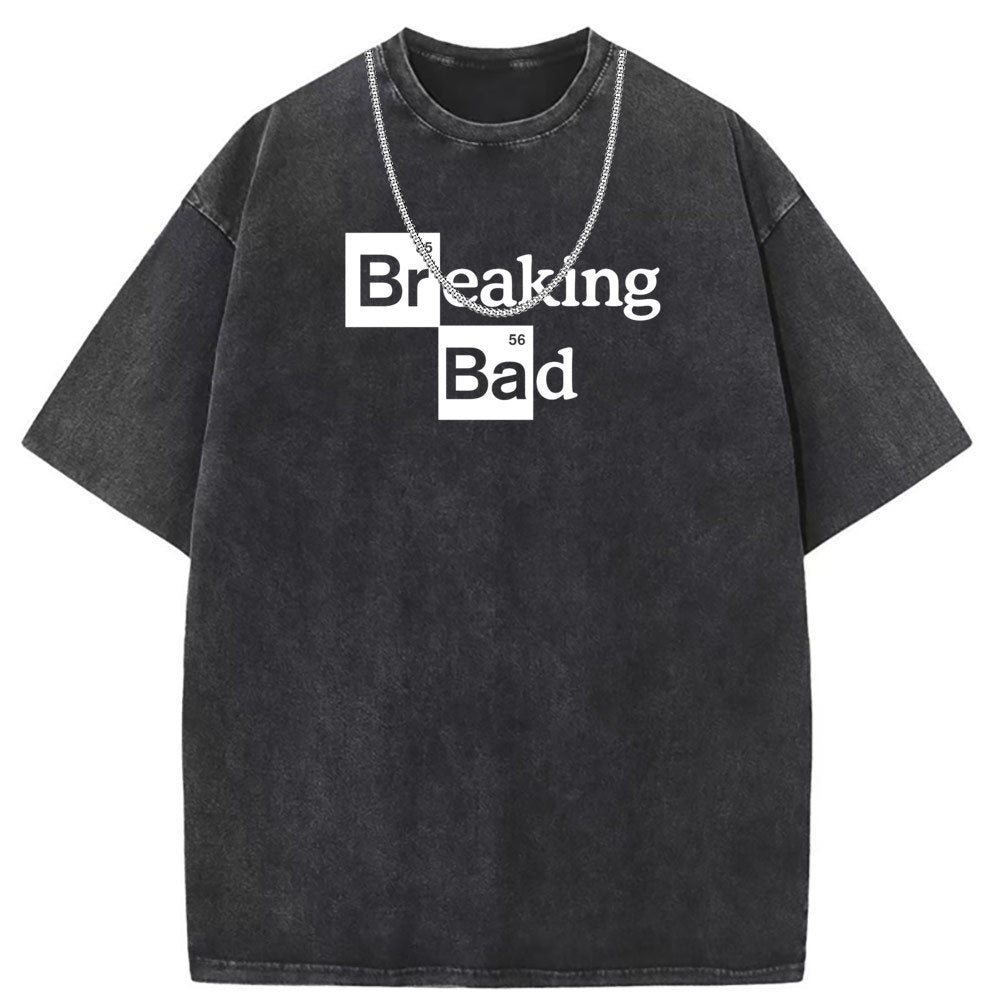 Men T Shirts Printed Short Sleeve T-Shirt Washed Old Punk Loose