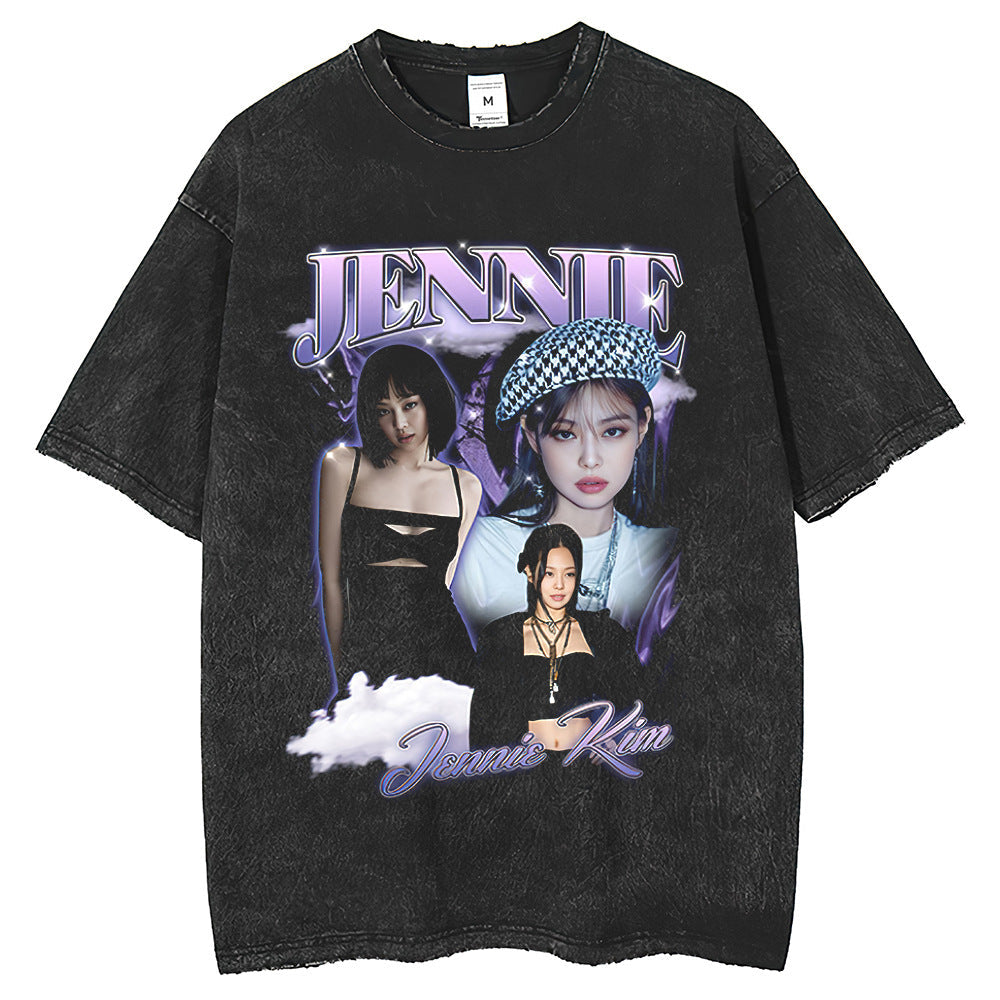 Mens T Shirts Pink Gold Jenny Jenny Washing T-Shirt Print