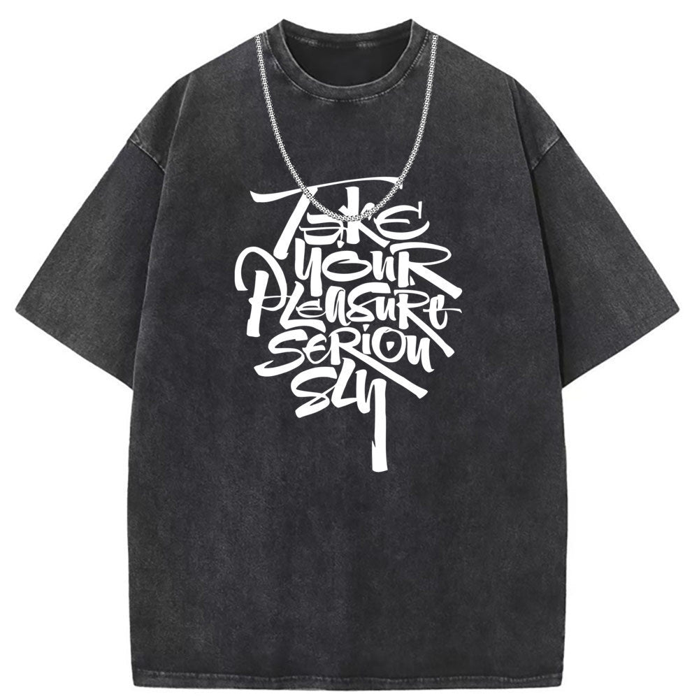 Men T Shirts Pure cotton round neck short-sleeved T-shirt washed and old