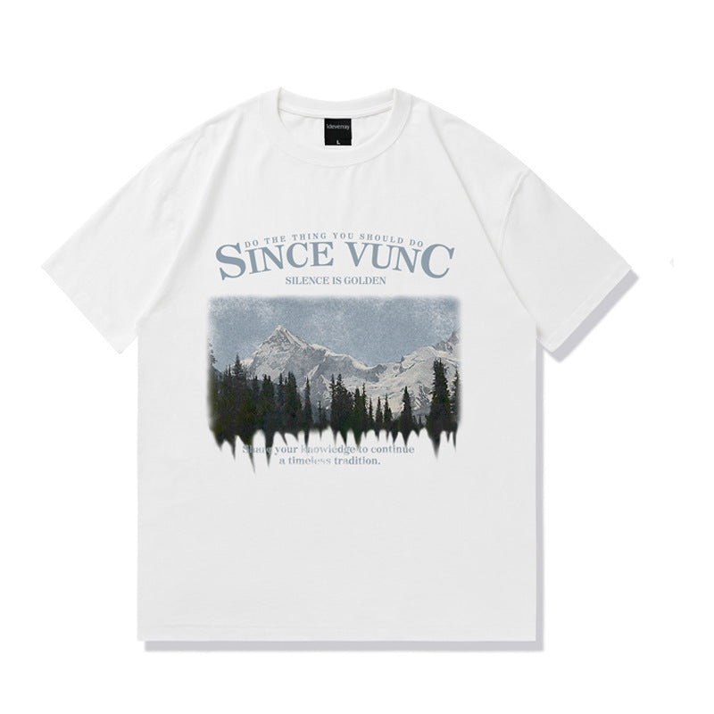 Mens T Shirts Summer Crew Neck Loose Print