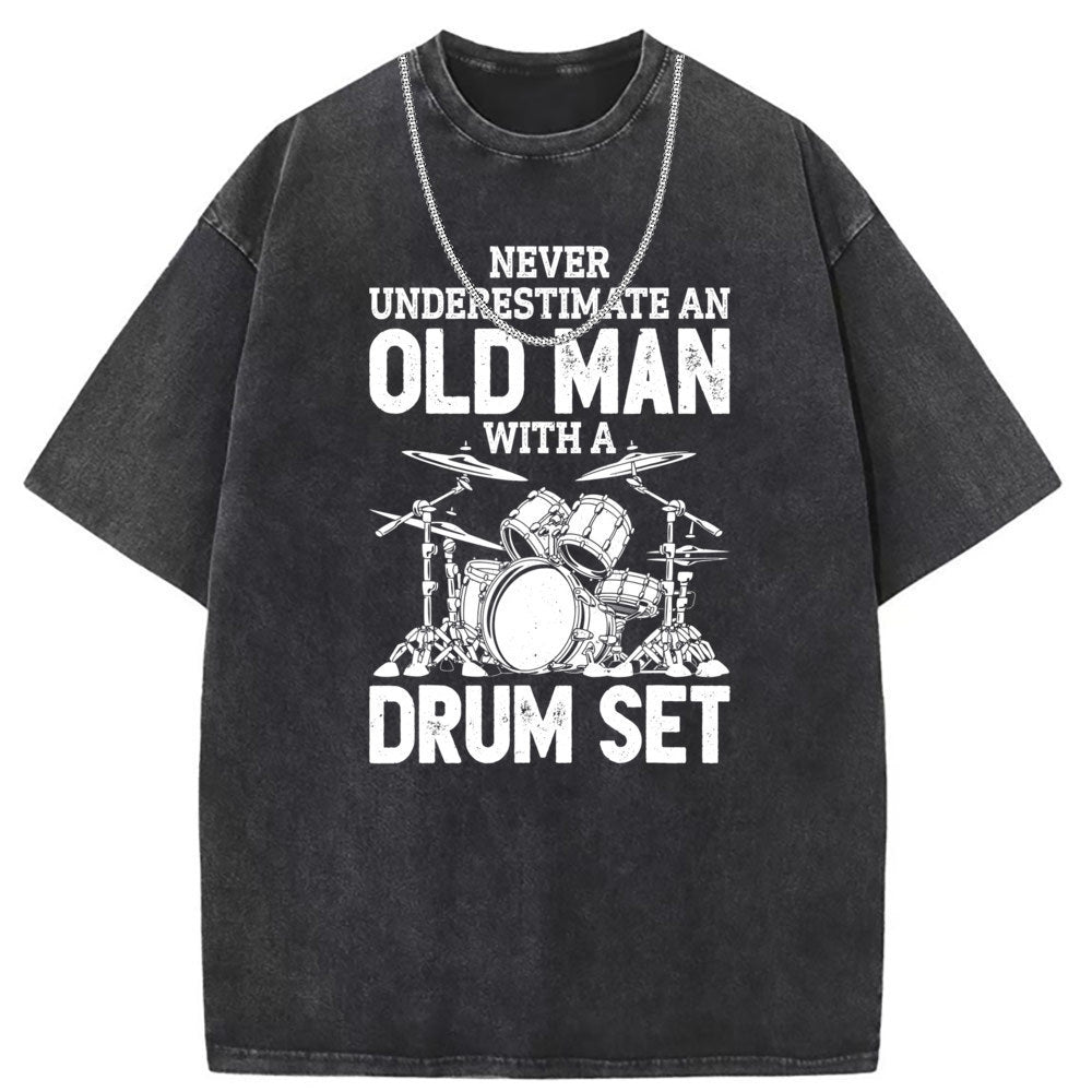 Men T Shirts Short Sleeve T-Shirt Washed Old Punk