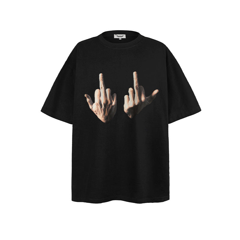 Men T Shirts Loose “Flipping The Birdâ€?Couple Casual Short Sleeves