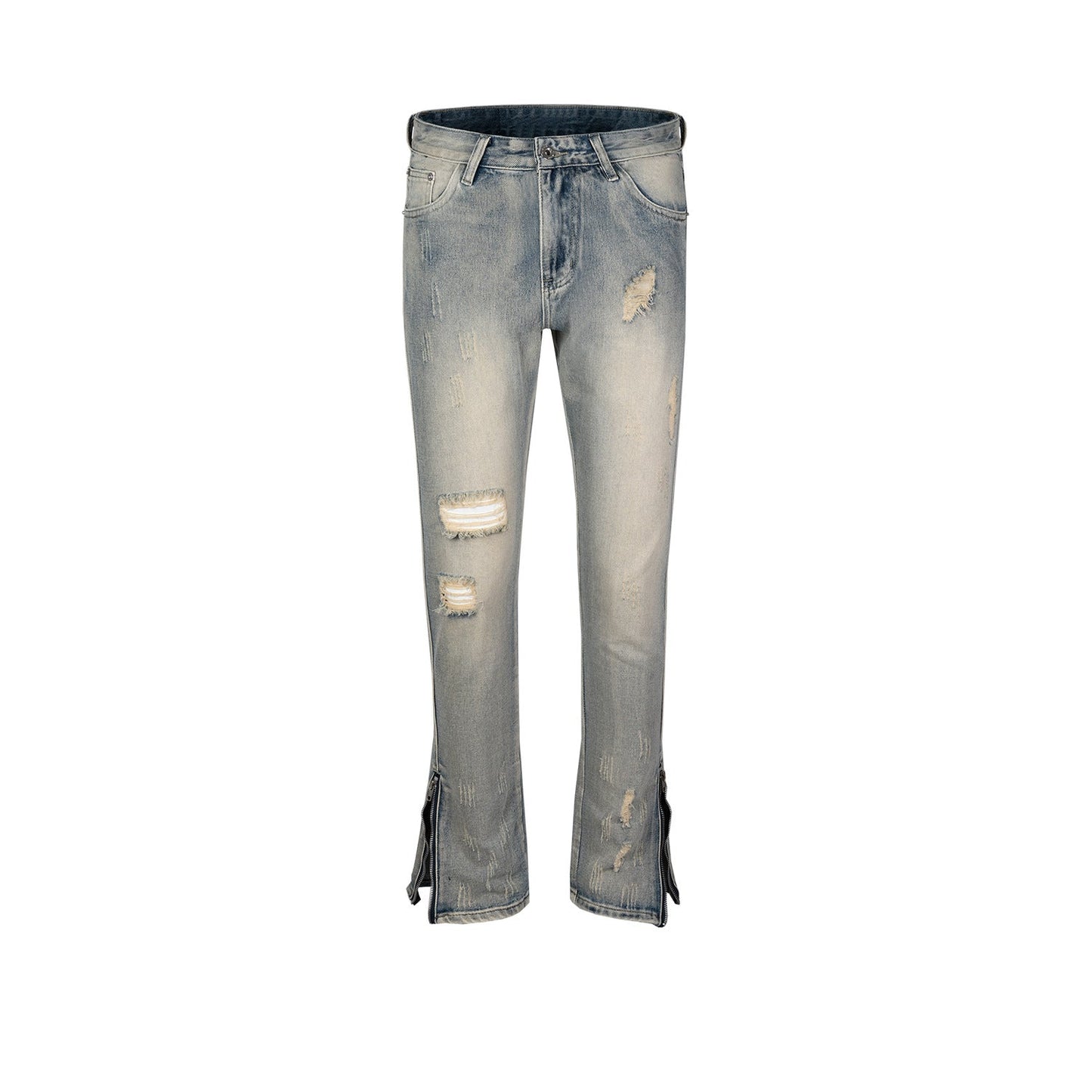 MIJKO Mens Vintage Pants Ripped Jeans