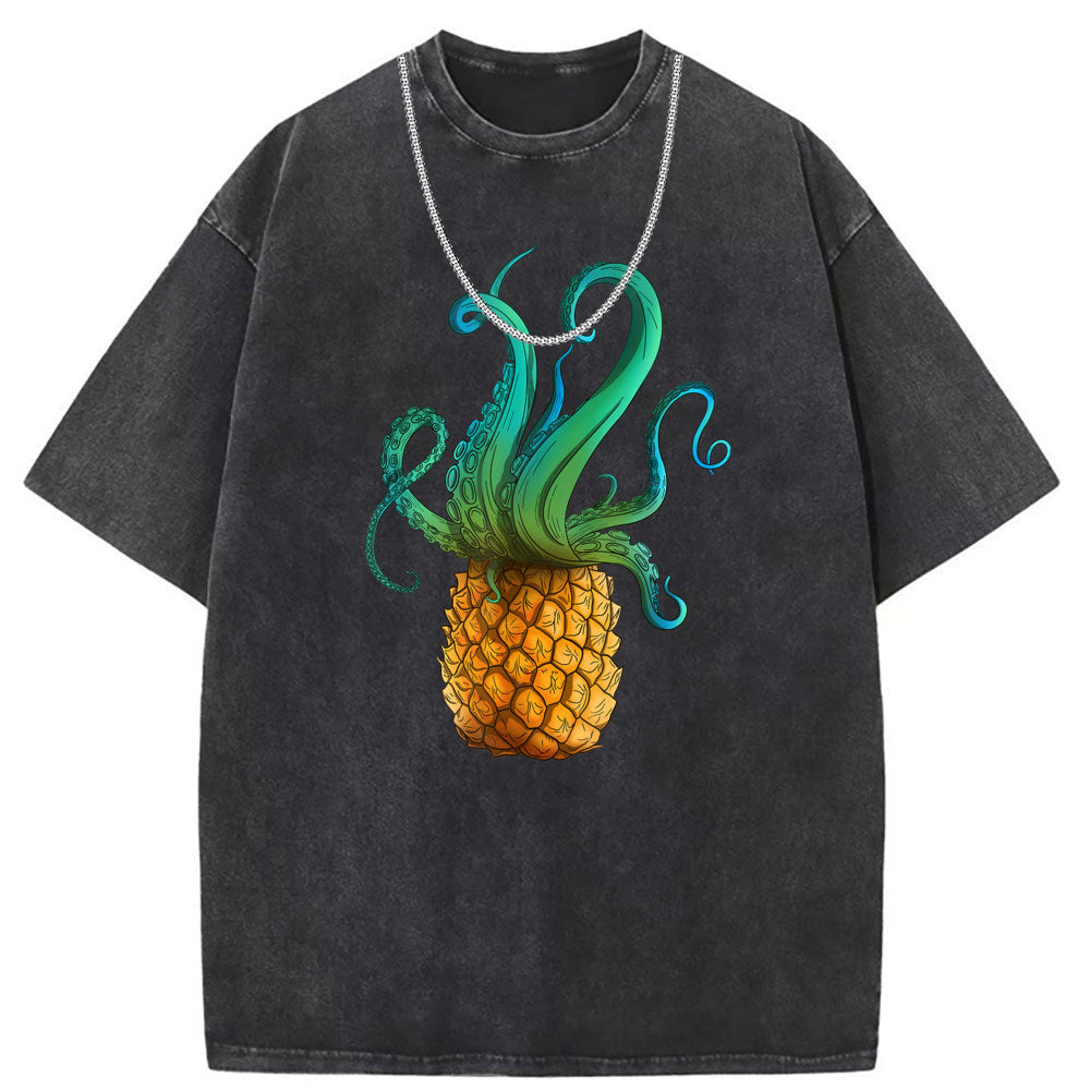 Men T Shirts Short Sleeve T-Shirt Washed Old Punk Loose