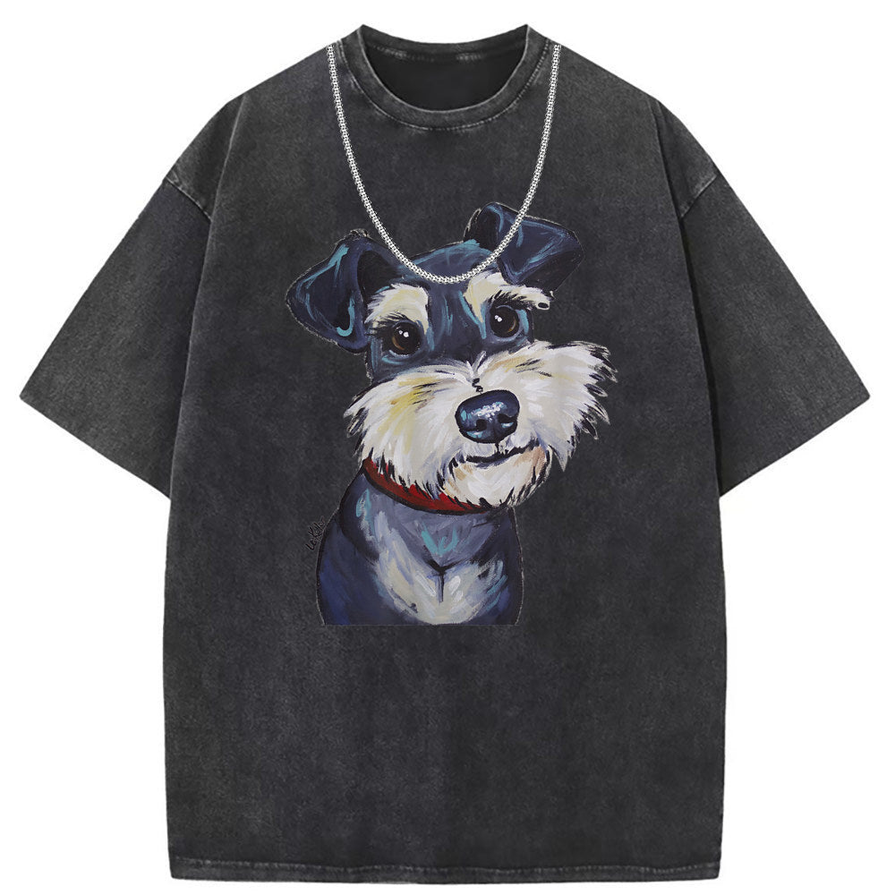 Mens T Shirts Washed Old High Street Print Short Sleeves