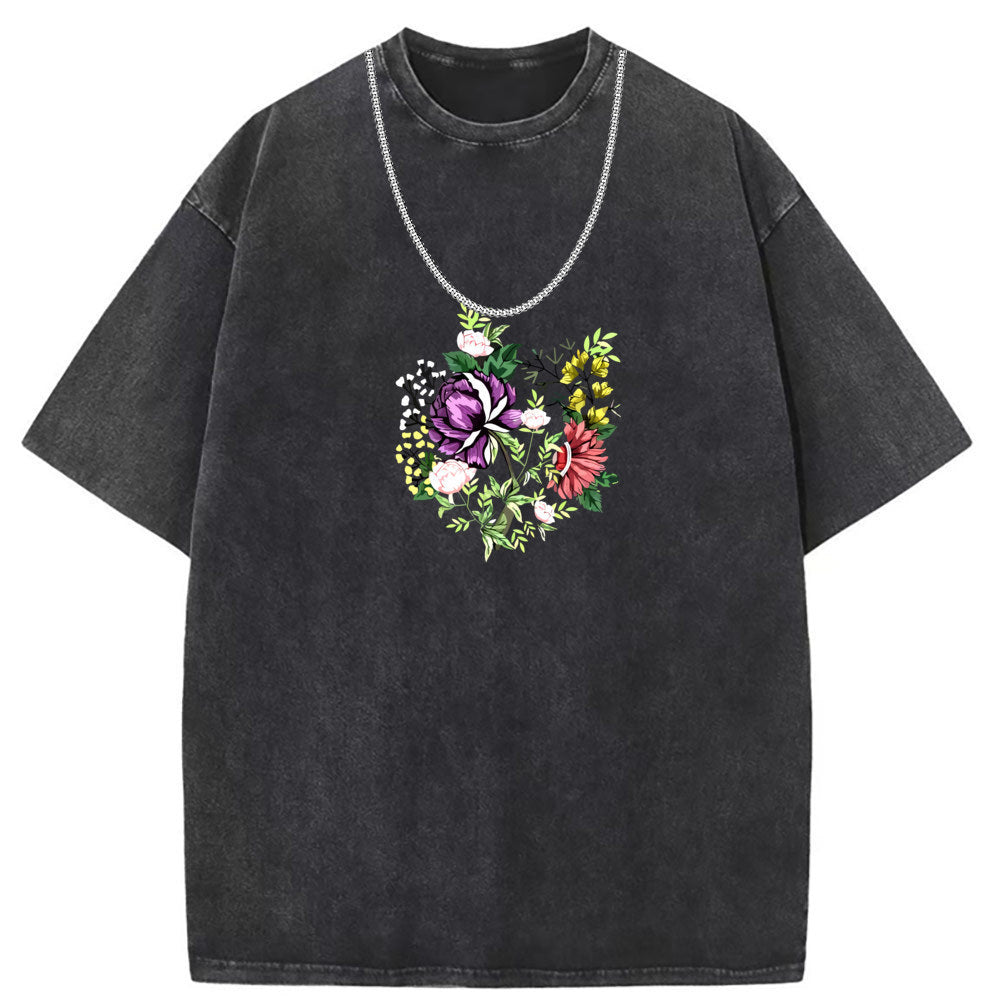 Men T Shirts Pure cotton round neck short-sleeved T-shirt women's washed and old